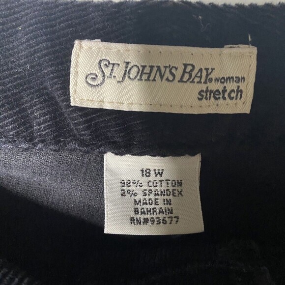 St Johns Bay Womens Corduroy Pants Plus 18W 5 Pockets Mid Rise Black Wide Leg - Picture 3 of 8